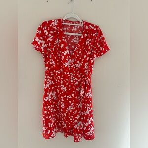J. Crew Red and White Floral Mini Dress